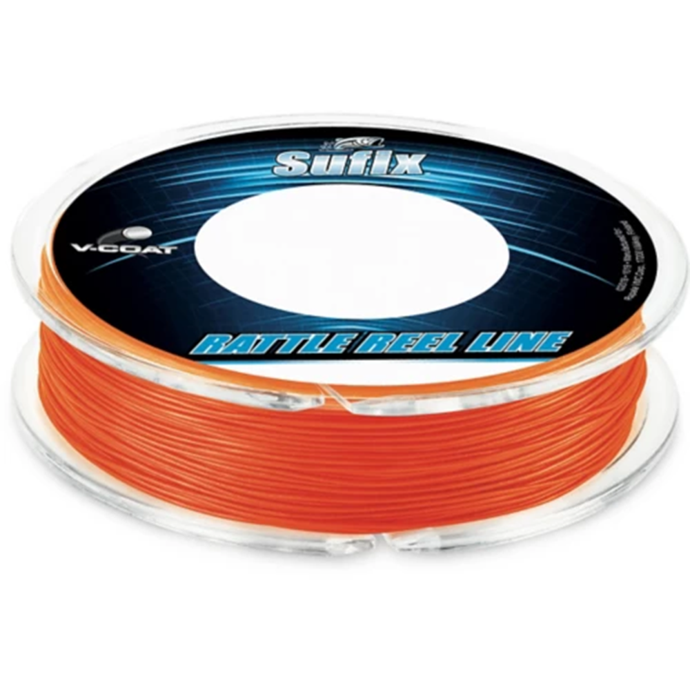 Sufix 50 Yard Rattle Reel V-Coat Fishing Line - Neon Fire 20 lb