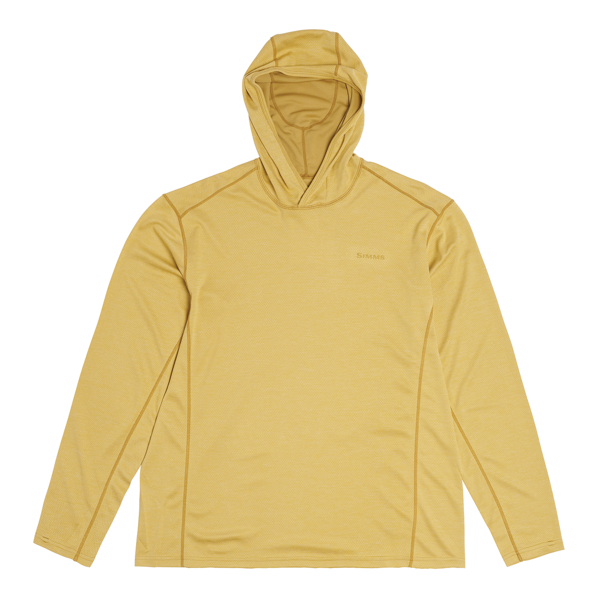 Simms BugStopper Hoody - Men's yellow long sleeve fishing shirt with an integrated hood and face covering for added insect protection