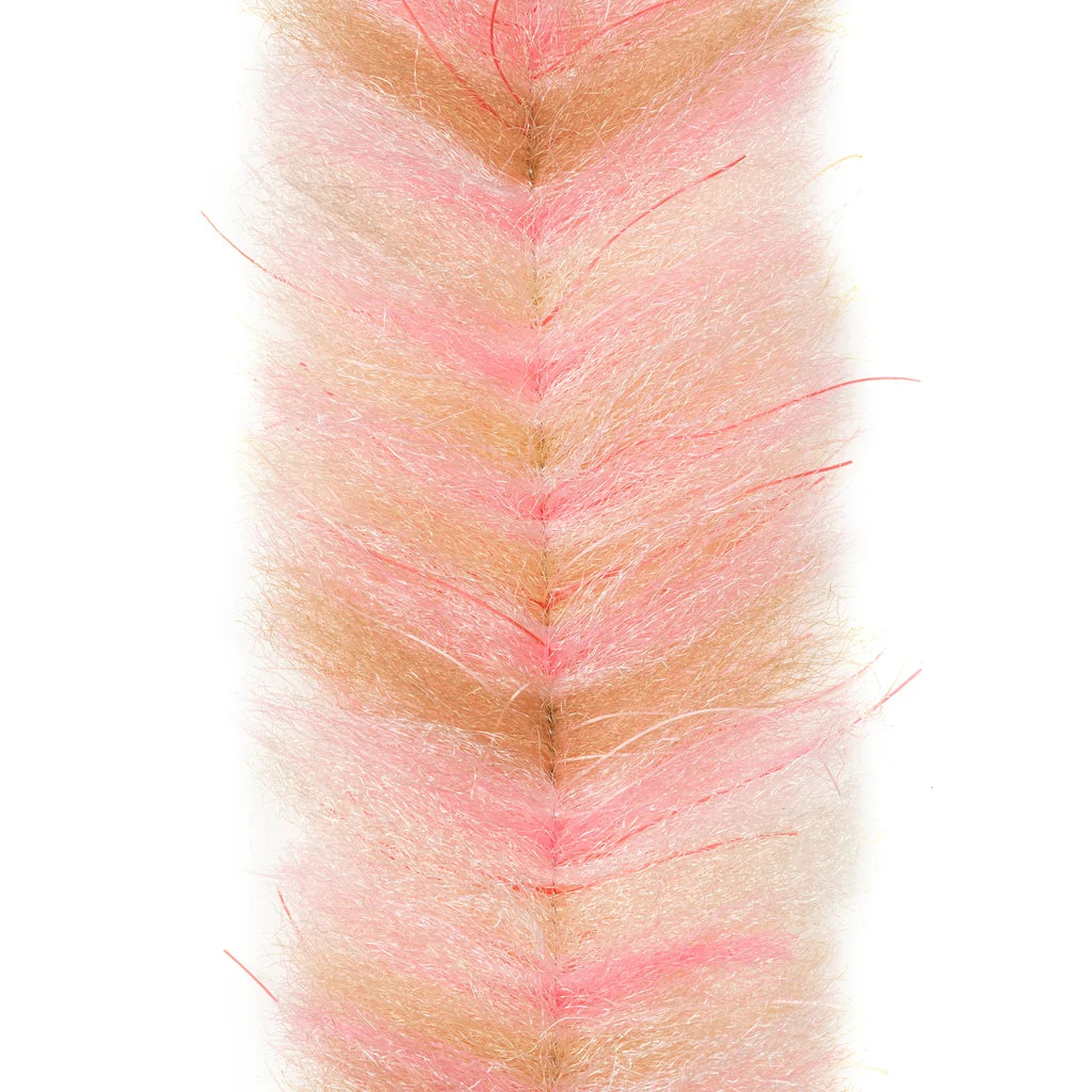 Enrico Puglisi Crustaceous Brush in pink and tan with layered flowing fibers for tying lifelike fishing lures and streamers