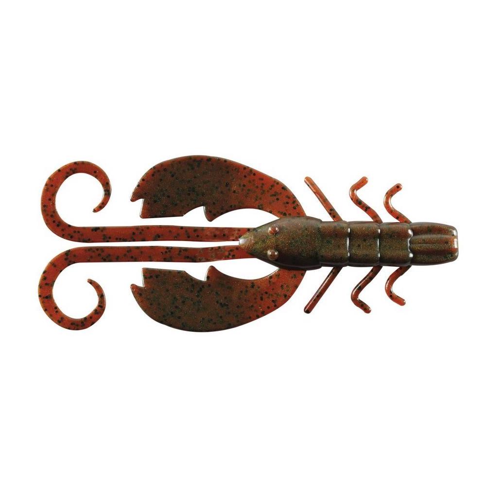 Berkley PowerBait Crazy Leg Chigger Craw soft fishing lure in brown with black speckles designed to mimic a crawfish for effective fishing tackle use.