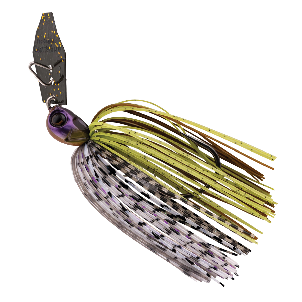 Z-Man Chatterbait Elite Evo HD fishing lure with multi-colored silicone skirt and weighted head designed for effective fishing tackle use.