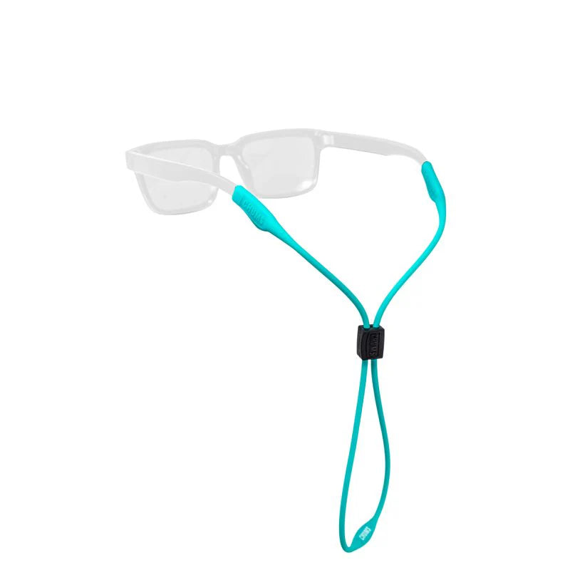 Chums SLIM Sunglasses Retainer in seafoam green, lightweight and adjustable cord designed to securely hold sunglasses during outdoor fishing activities.