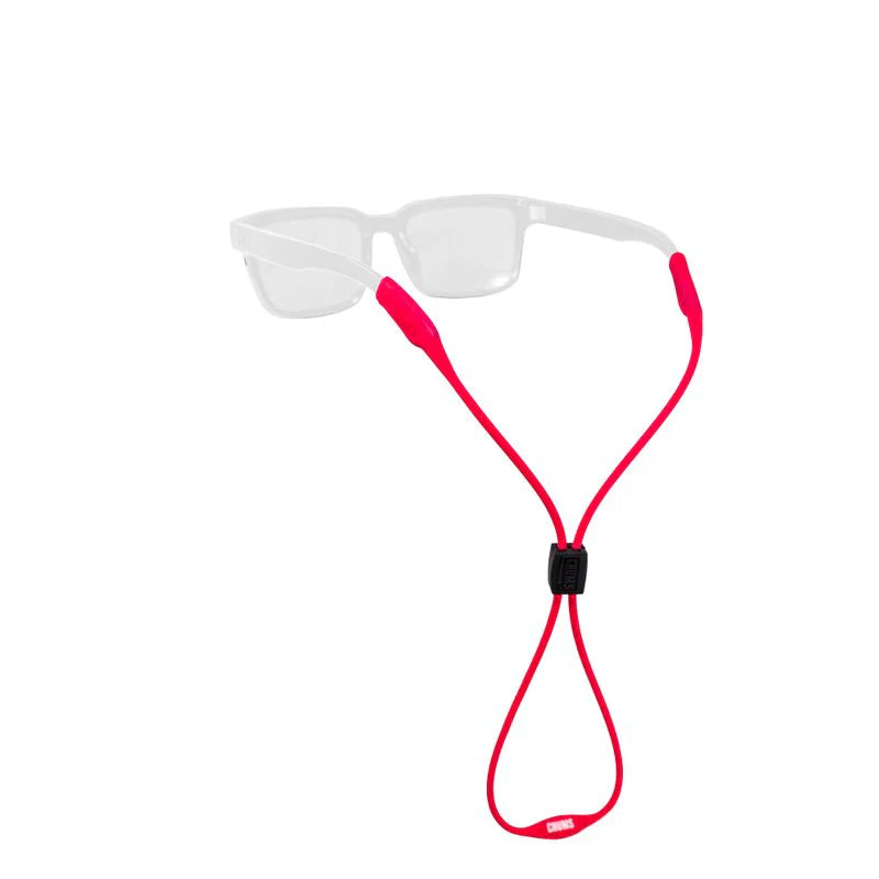 Chums SLIM Sunglasses Retainer in coral, lightweight adjustable cord designed to secure sunglasses around the neck for fishing and outdoor activities.