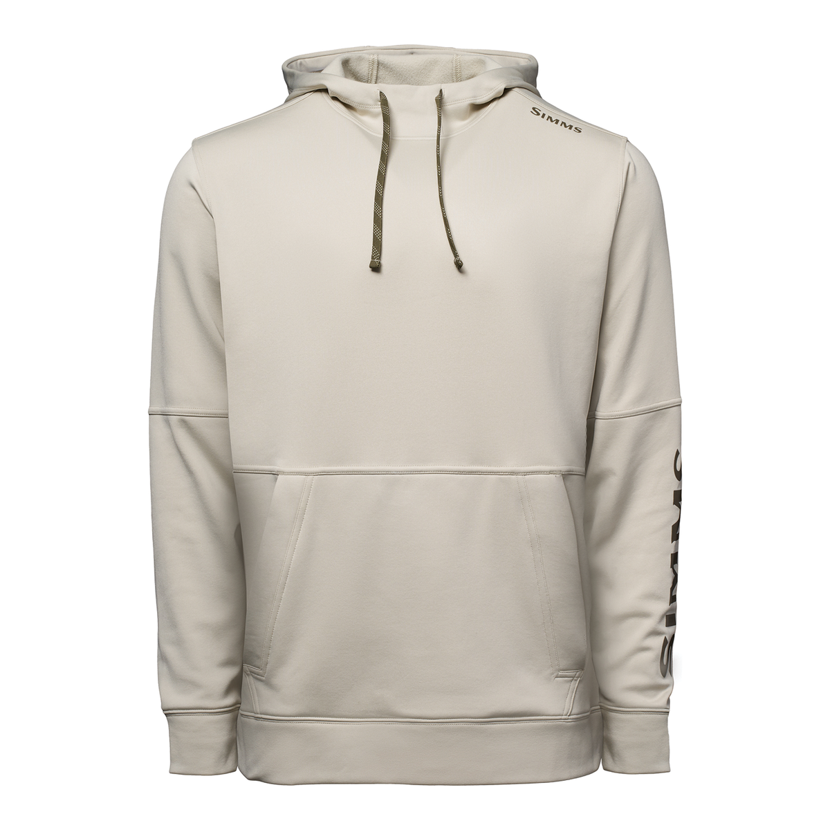 Simms Challenger Hoody - Men's (New 2027) light beige pullover hoodie with drawstring hood long sleeves and front kangaroo pocket
