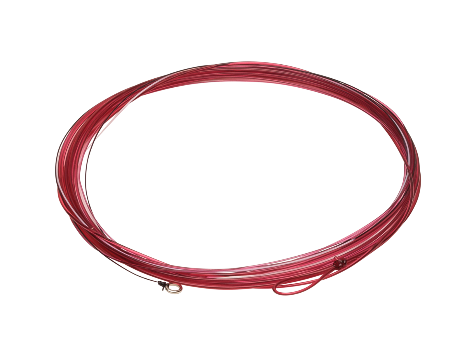 Rio Euro Nymph leader, a coiled translucent red fishing leader designed for precise fly fishing presentations, ideal for anglers seeking high-quality fishing tackle.