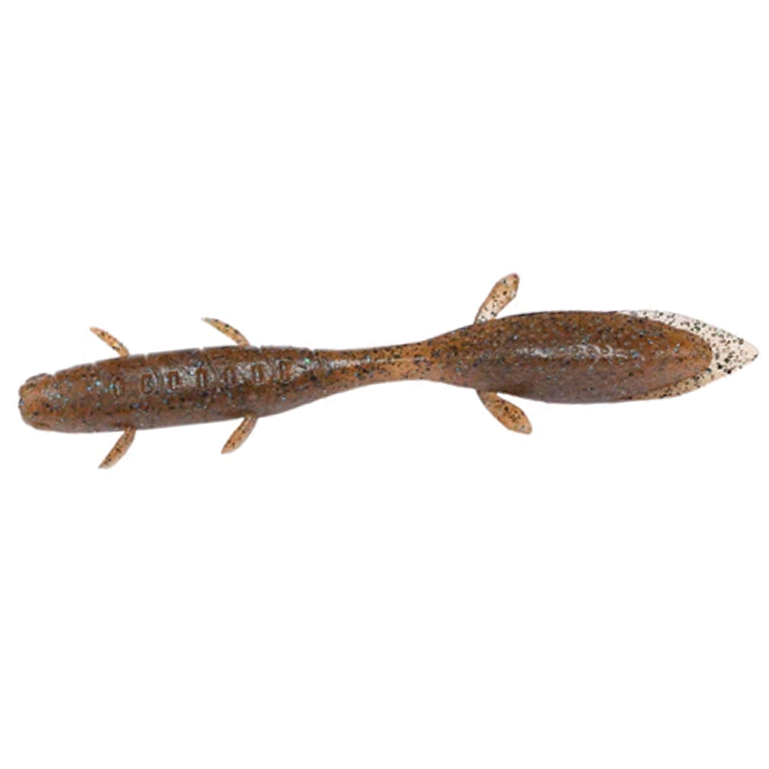Galápagos Kubire Unagi soft plastic fishing lure with a brown speckled body and paddle tail designed for realistic movement in the water.