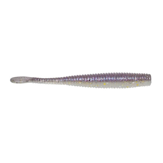 SPRO CJ Smasher Worm fishing lure in translucent pearly white with subtle purple hues and fine glitter, designed for effective fishing tackle use.