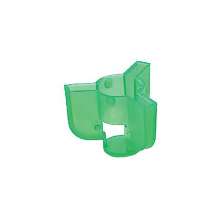 Green translucent plastic clip designed as an Owner Treble Hook Covers to securely protect fishing tackle hooks and prevent snagging.
