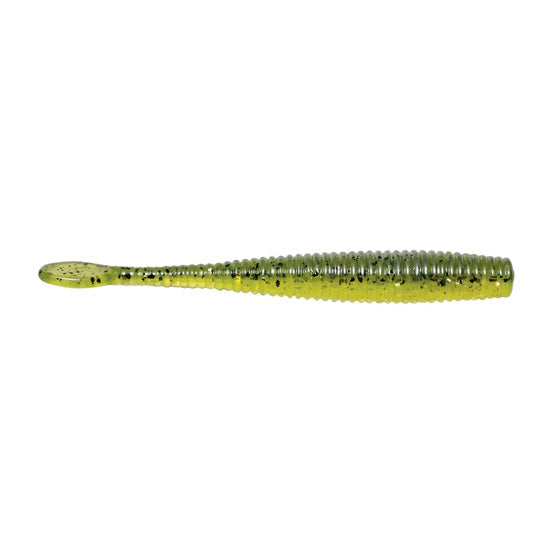 SPRO CJ Smasher Worm fishing lure in translucent green with black speckles and a ribbed, tapered body designed for effective fishing tackle use.