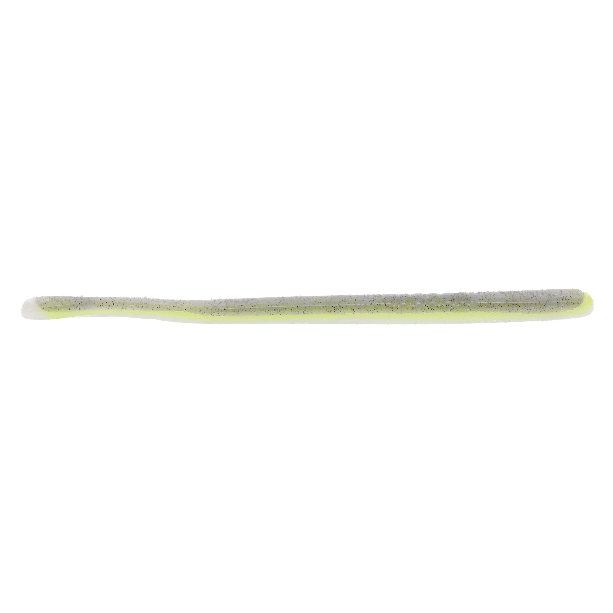 Soft, slender fishing lure with a translucent yellow and gray body, designed for use as the Strike King KVD Perfect Plastics Filler Worm 6" fishing tackle.
