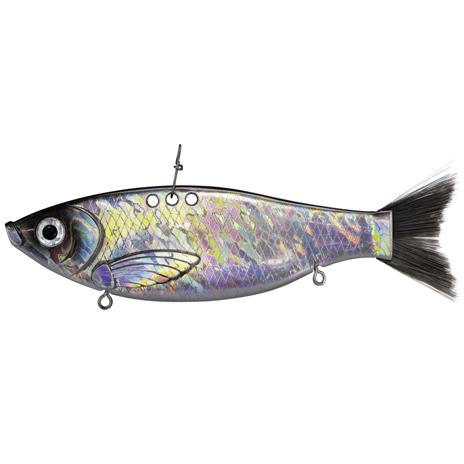 Bill Lewis Big Gizz fishing lure with a realistic iridescent fish design, detailed scales, a lifelike eye, and a black tail, ideal for musky fishing tackle.