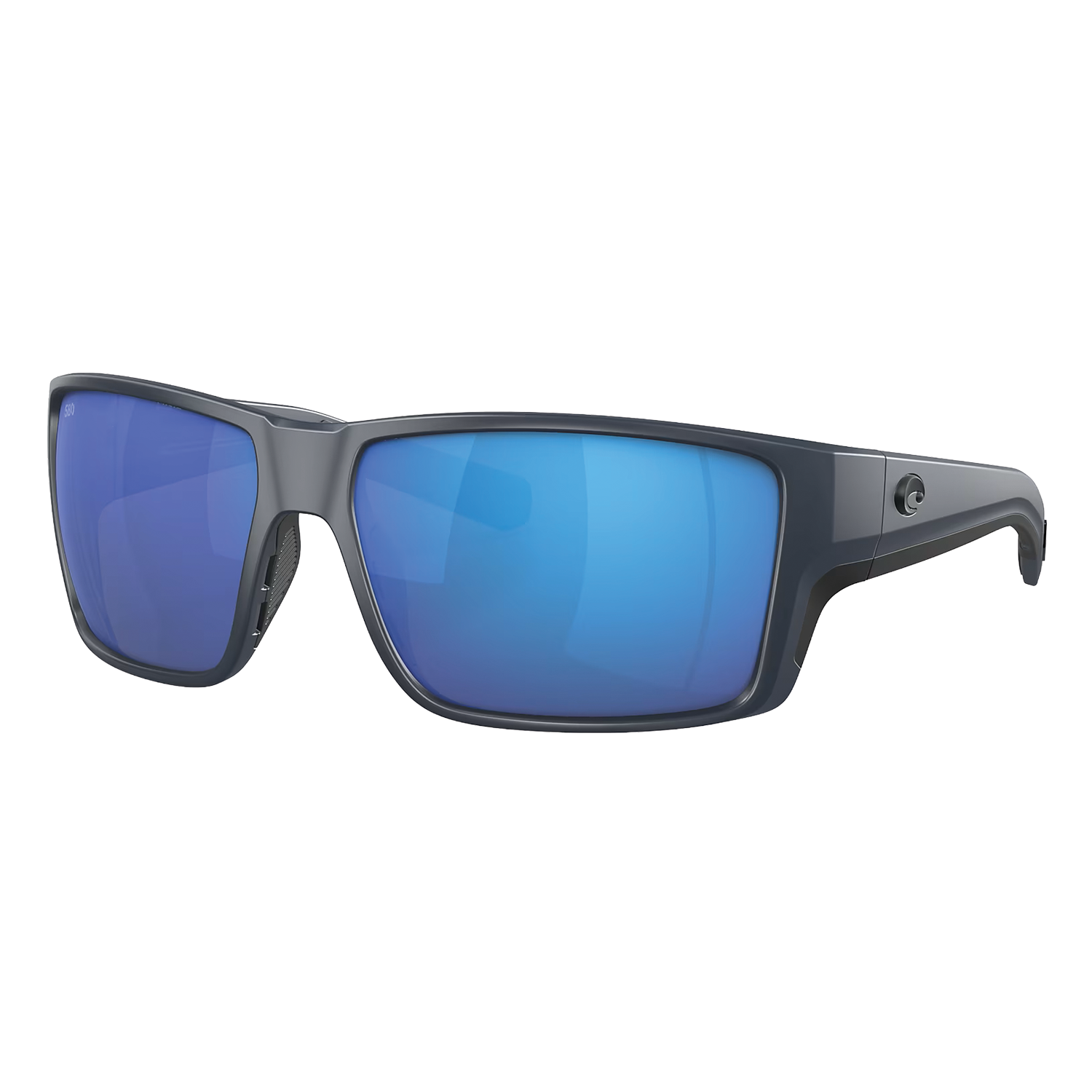 Costa Del Mar - Reefton PRO polarized sunglasses featuring a sleek black frame and blue mirrored lenses designed for outdoor fishing and marine activities.