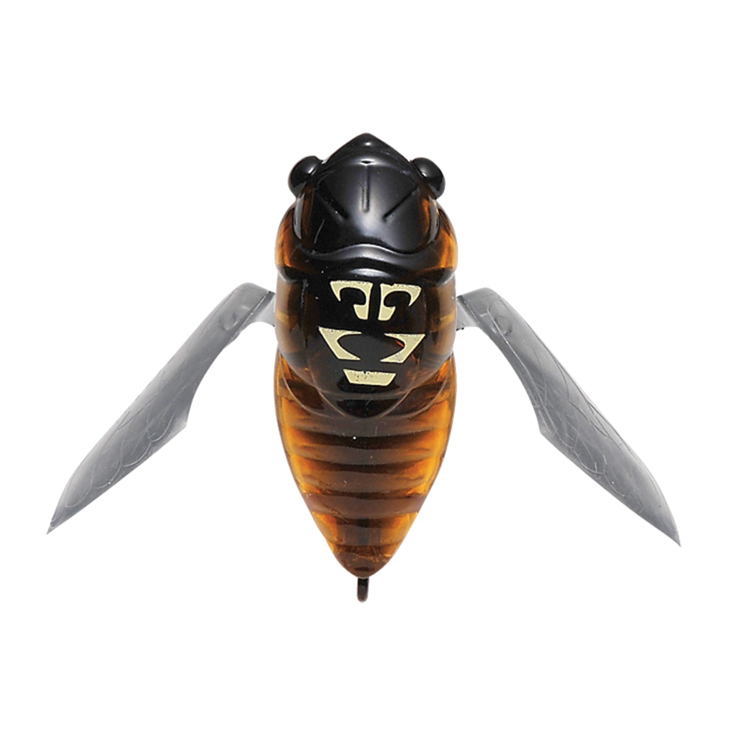 Megabass Grand Siglett fishing lure designed to resemble a cicada with translucent brown and black body and detailed gray wings, ideal for fishing tackle enthusiasts.
