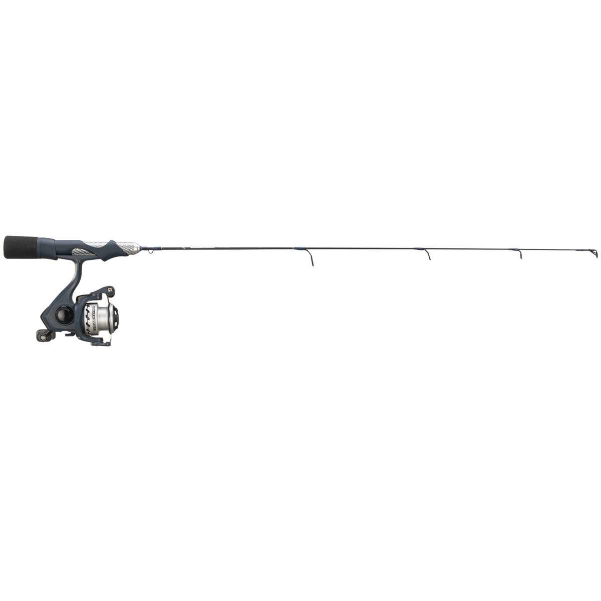 13 Fishing White Noise Combo spinning rod and reel featuring a slender black rod blank white accents and a compact silver spinning reel for freshwater fishing