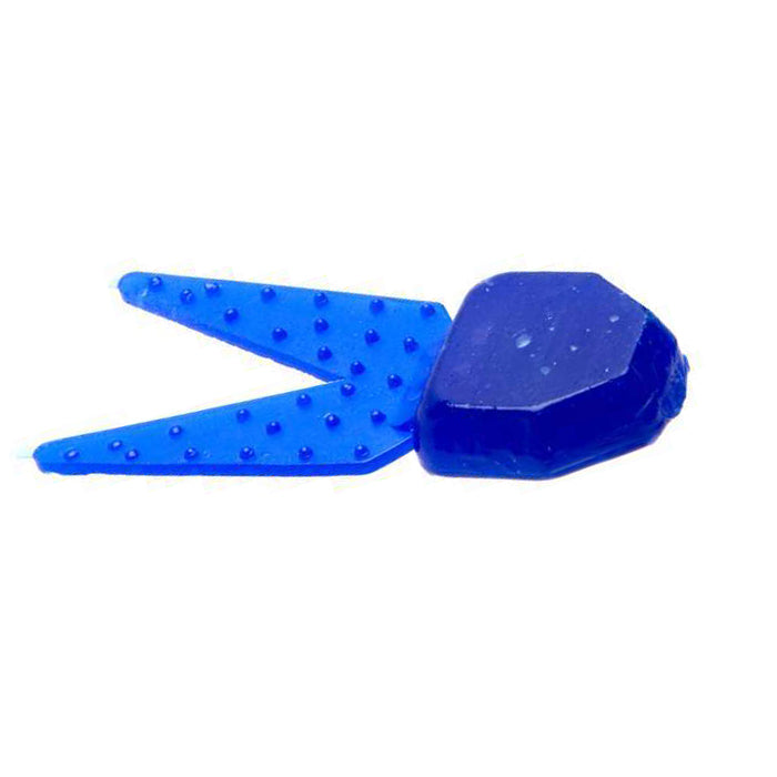 Zoom Small Salty Chunk Trailer in blue, a soft plastic fishing lure with a textured twin-tail design for enhanced movement, ideal for fishing tackle enthusiasts.