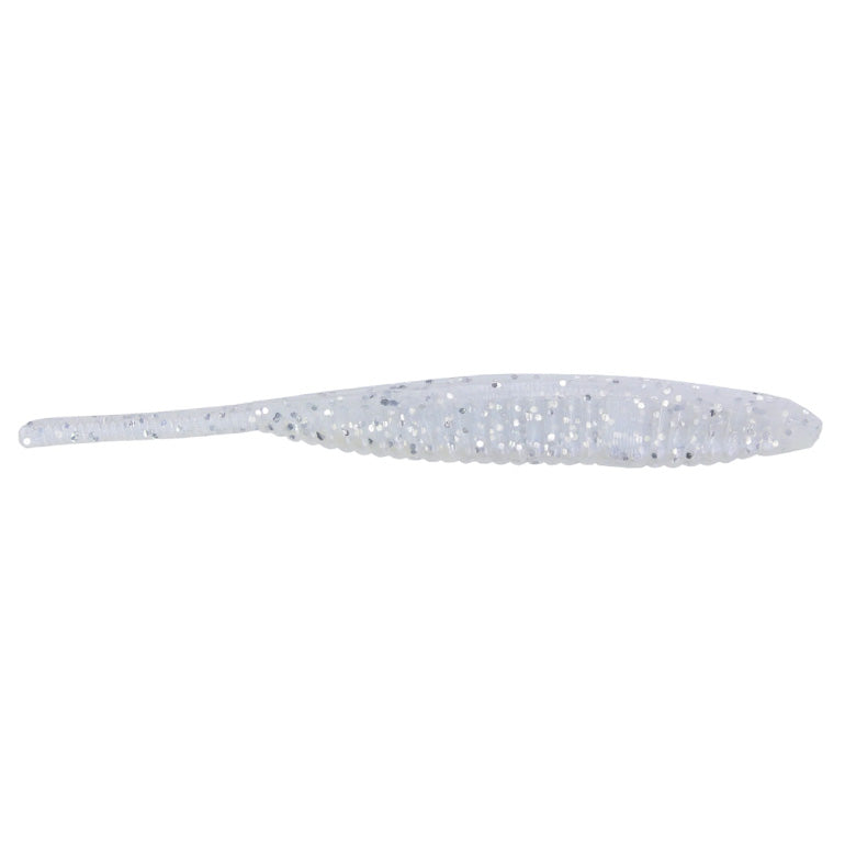 Yamamoto 5" Shad Shape Floater soft fishing lure in translucent pearl color with reflective flakes, designed for effective attraction in fishing tackle collections.