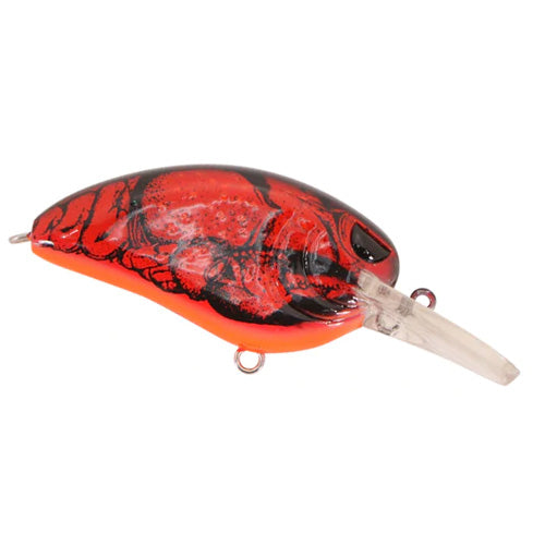 SPRO Little John MD 50 Crankbait fishing lure with a curved body, featuring an orange and black pattern and a clear diving lip for creating lifelike movement in water.