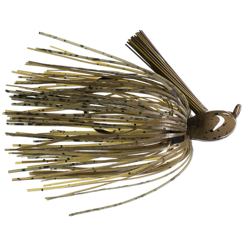 Dirty Jigs Matt Herren Flippin' Jig fishing lure with a speckled brown weighted head and multistrand flexible skirt designed for effective fishing tackle use.