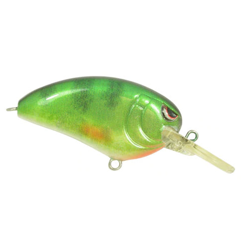 SPRO Little John MD 50 Crankbait fishing lure in green with realistic eyes and a clear plastic lip designed for effective fishing tackle performance.