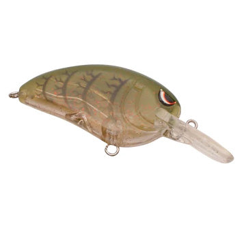 SPRO Little John MD 50 Crankbait fishing lure in transparent olive green with brown vein-like patterns, featuring a realistic fish eye and extended clear plastic lip for diving action.