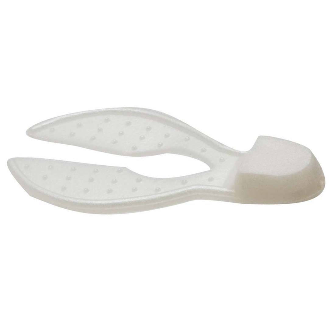 Zoom Super Chunk soft plastic fishing lure in translucent white with twin paddle tails featuring small textured dots for enhanced water movement and fish attraction.