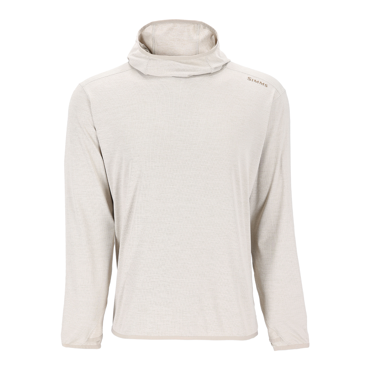 Simms Stone Cold Hoody - Men's in light beige with a long sleeve design and built in hood shown against a white background
