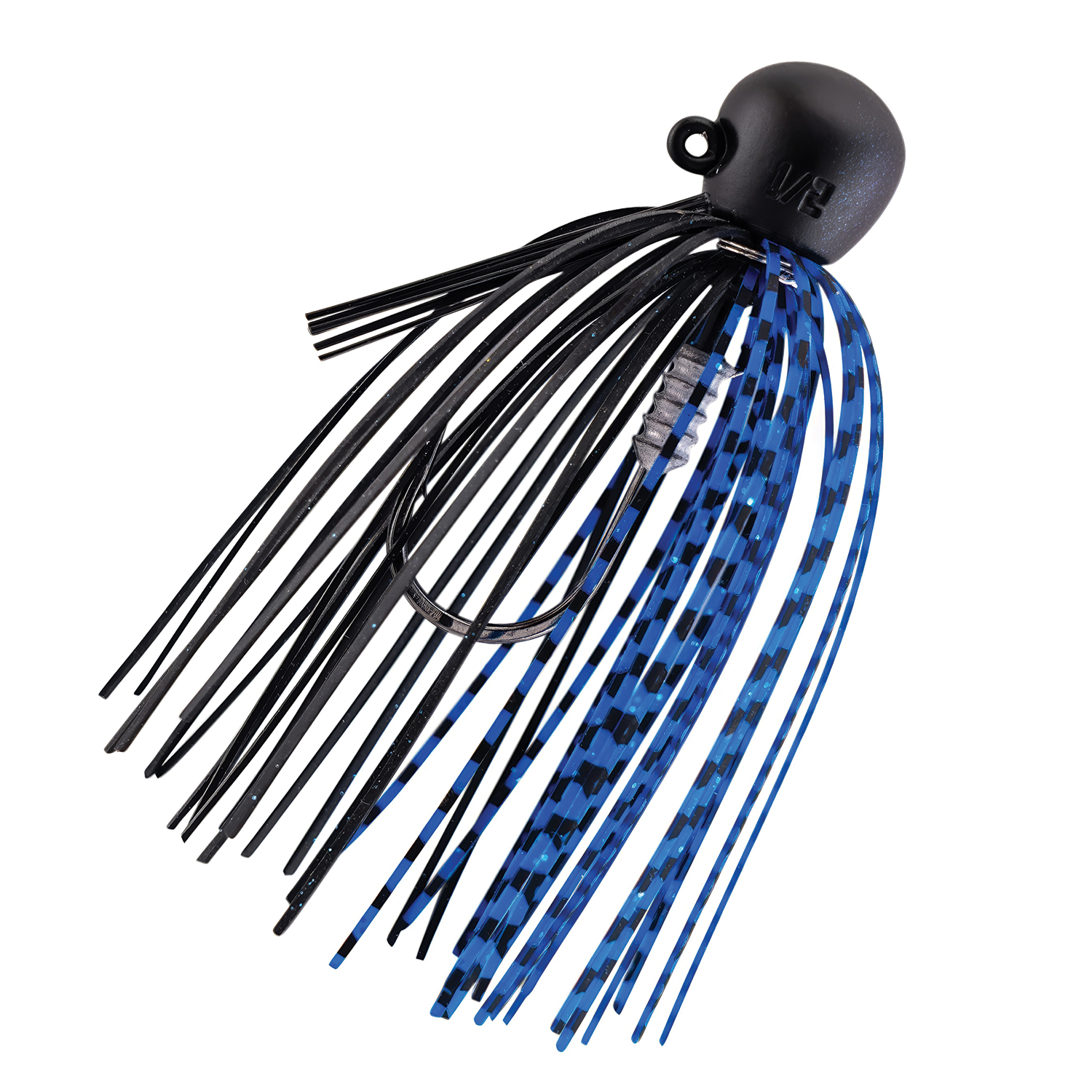 Z-Man TRD Finesse Jig fishing lure featuring a black and blue skirt with a weighted head and single hook, designed for precision fishing tackle applications.