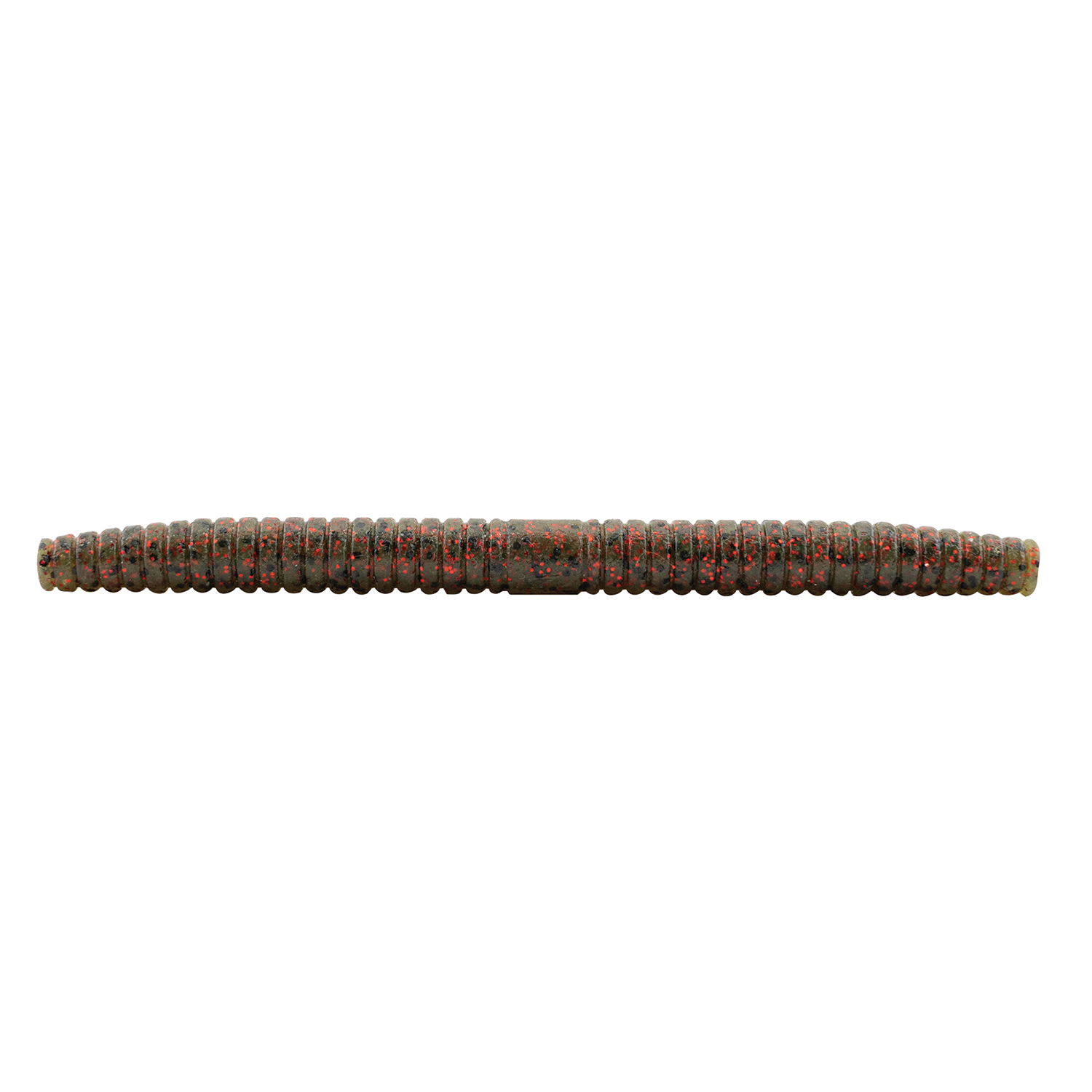 Z-Man Kingpin soft fishing lure in a segmented, ribbed design with a greenish-brown color and red flecks, ideal for freshwater fishing tackle.