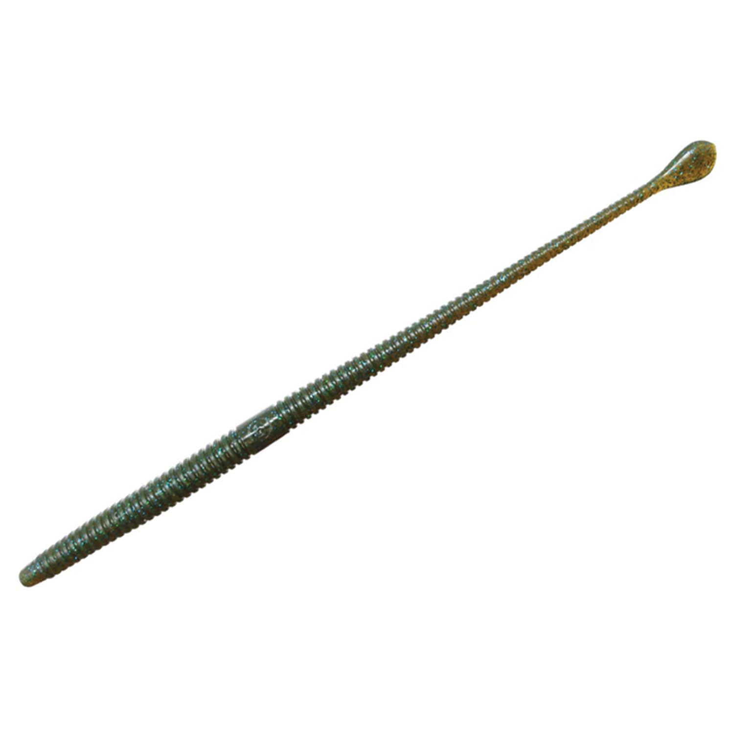 Issei Spatula Slim Worm fishing lure in translucent green with ribbed body and slender tail designed for lifelike movement, ideal for freshwater fishing tackle.