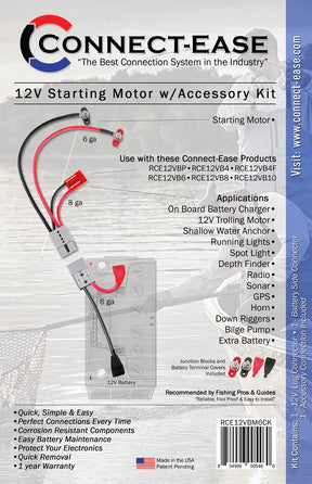 Connect-Ease Outboard Motor & Accessory Connection Kit- Complete Kit Lithium Compatible RCE12VBM6CK