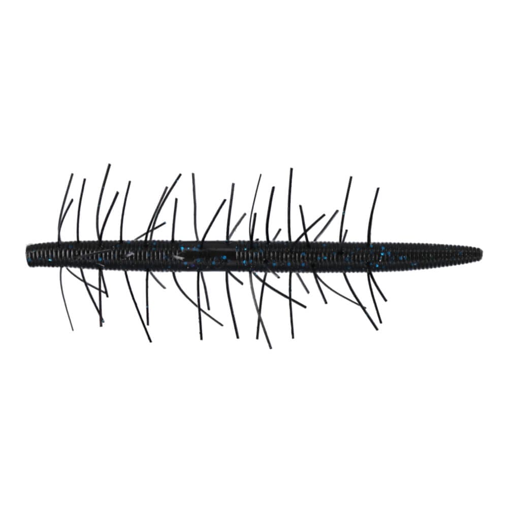 Yamamoto Fuzzy Senko 5" soft plastic fishing lure in dark color with flexible ribbed body and thin protruding appendages designed for realistic movement in water.