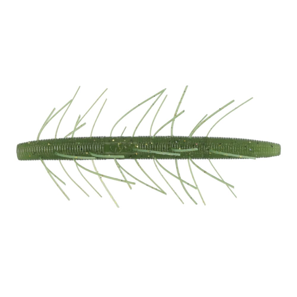 Yamamoto Fuzzy Senko 4" soft fishing lure in green with multiple flexible appendages designed to mimic natural movement for effective fishing tackle use.