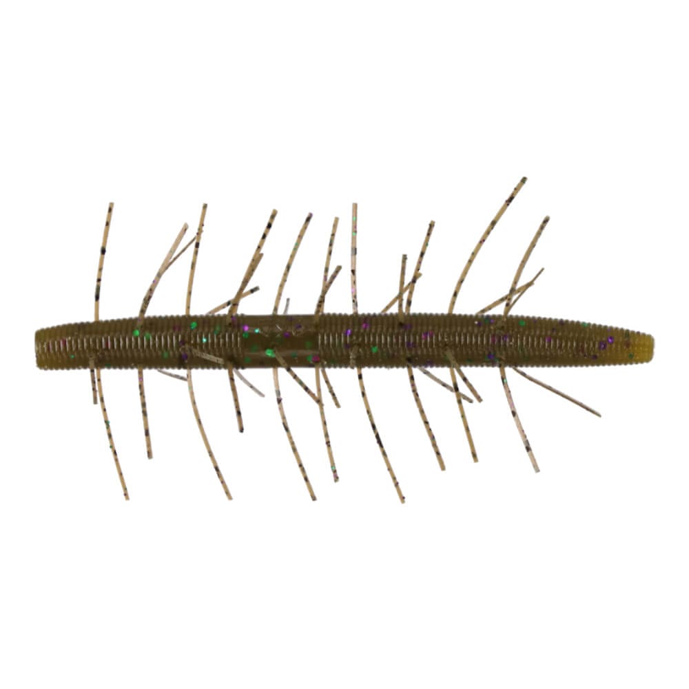 Yamamoto Fuzzy Senko 4" soft fishing lure with a segmented, ribbed body and multiple flexible appendages designed to mimic natural prey for effective fishing tackle.
