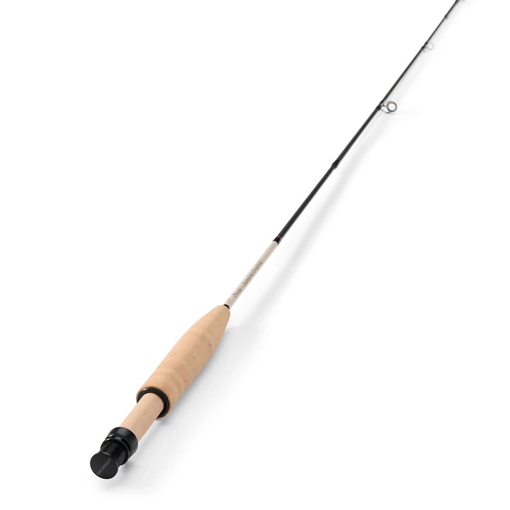 Orvis Superfine Graphite Fly Rod with a lightweight graphite shaft and ergonomic cork handle designed for precise casting in fly fishing.