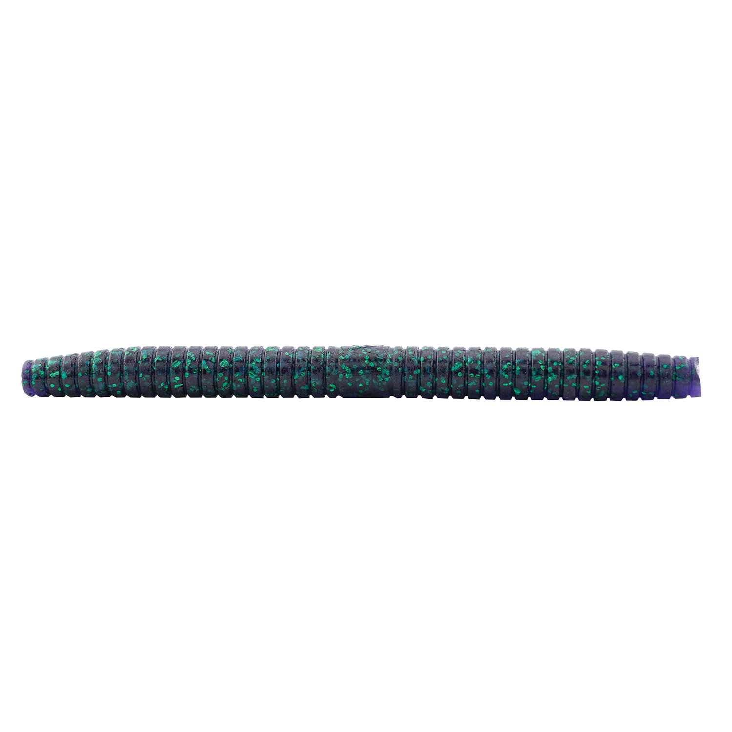 Close-up of Z-Man Kingpin soft plastic fishing lure in dark purple with green flecks, designed for musky fishing tackle.
