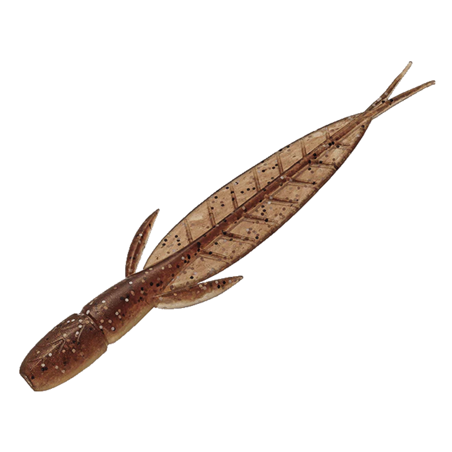 Evergreen C-4 Leech fishing lure in brown with detailed segmented body and small fin-like appendages designed for realistic movement in water.