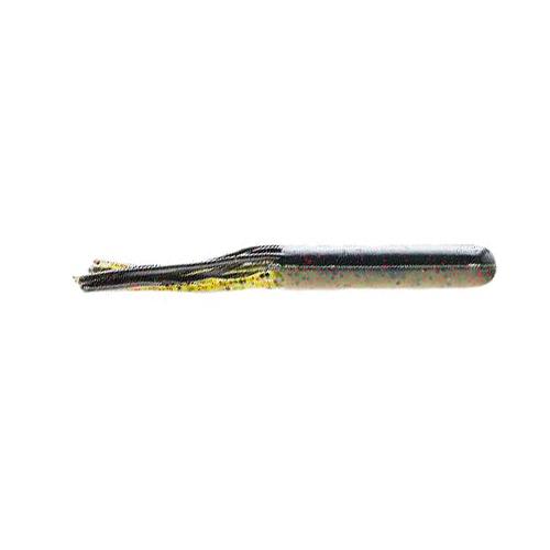 Close-up of a Z-Man EZ Tube soft plastic fishing lure in dark color with multiple thin, flexible appendages extending from one end, designed for use with fishing tackle.
