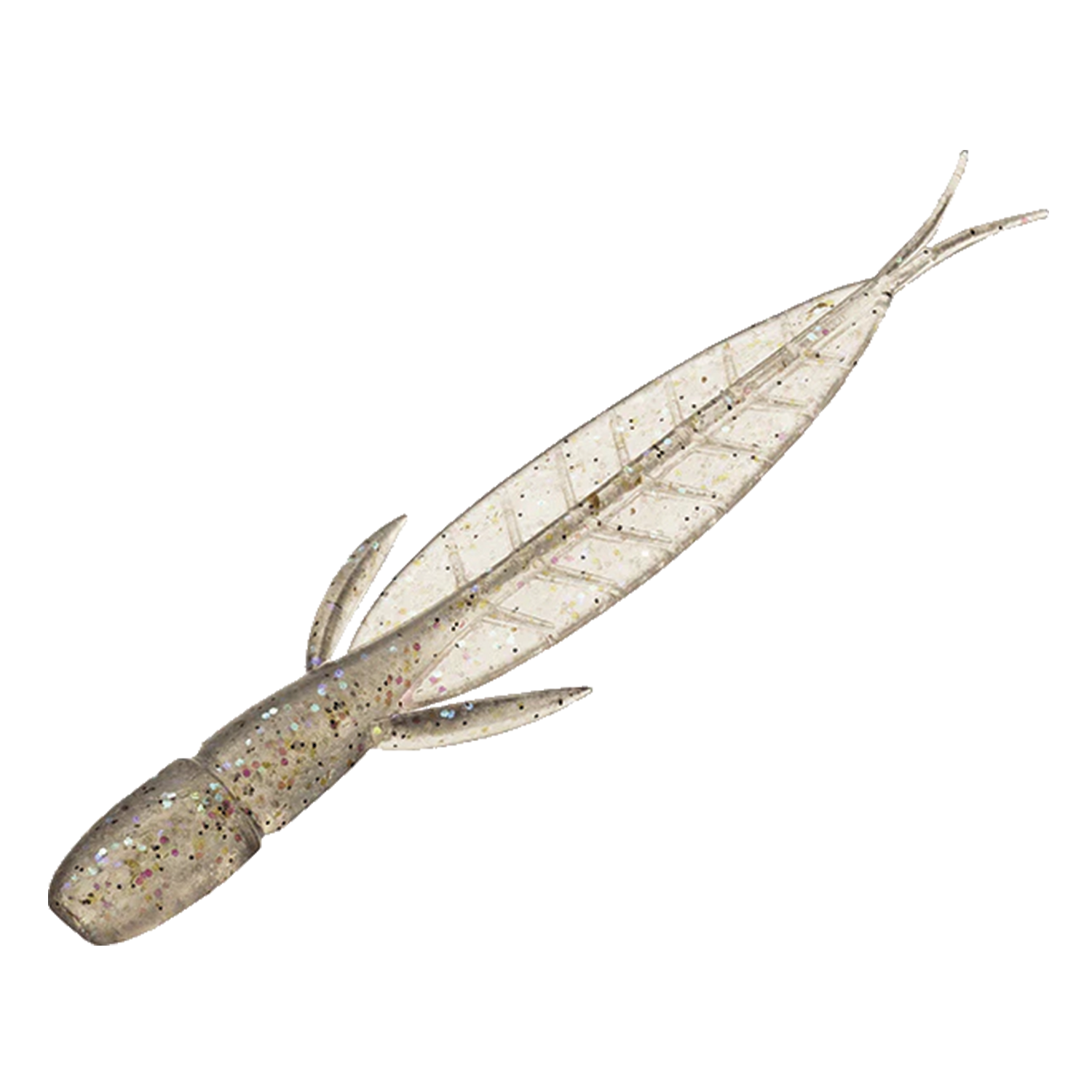 Evergreen C-4 Leech fishing lure in translucent beige with speckled glitter, designed for attracting musky and other freshwater fish.
