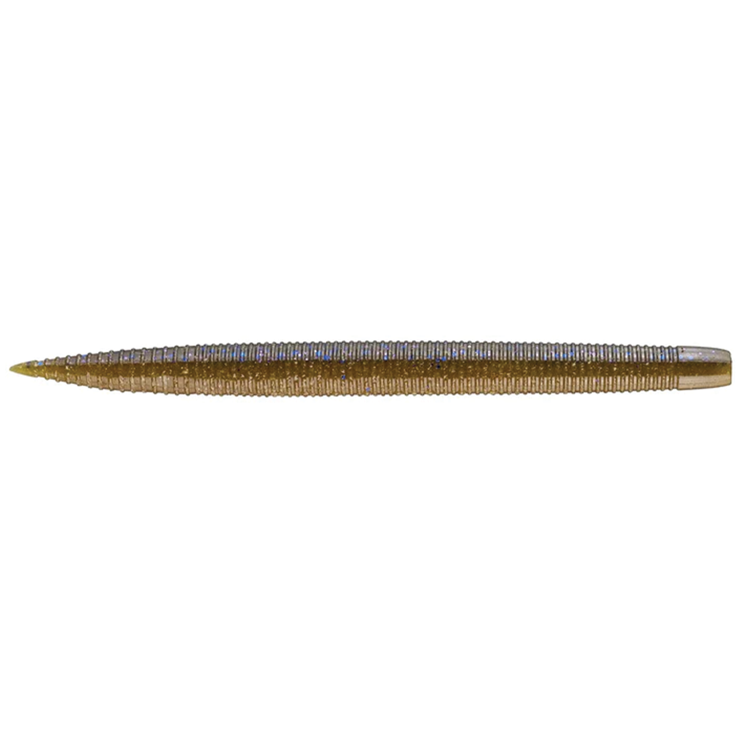 GeeCrack SAF Stick fishing lure in brown with subtle blue flecks, featuring a ribbed, tapered soft plastic design for lifelike movement in water.
