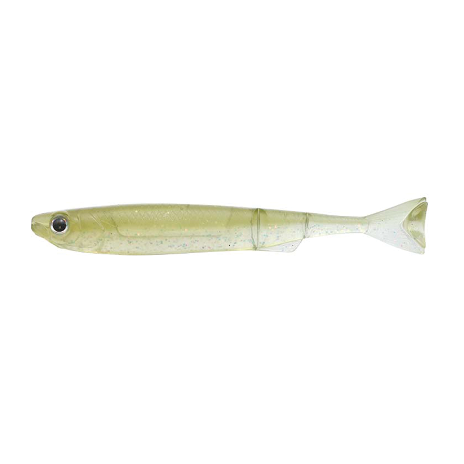 Issei Liar Minnow (Kozakana Worm) soft fishing lure in translucent green with subtle glitter, designed to mimic a small baitfish for effective fishing tackle use.