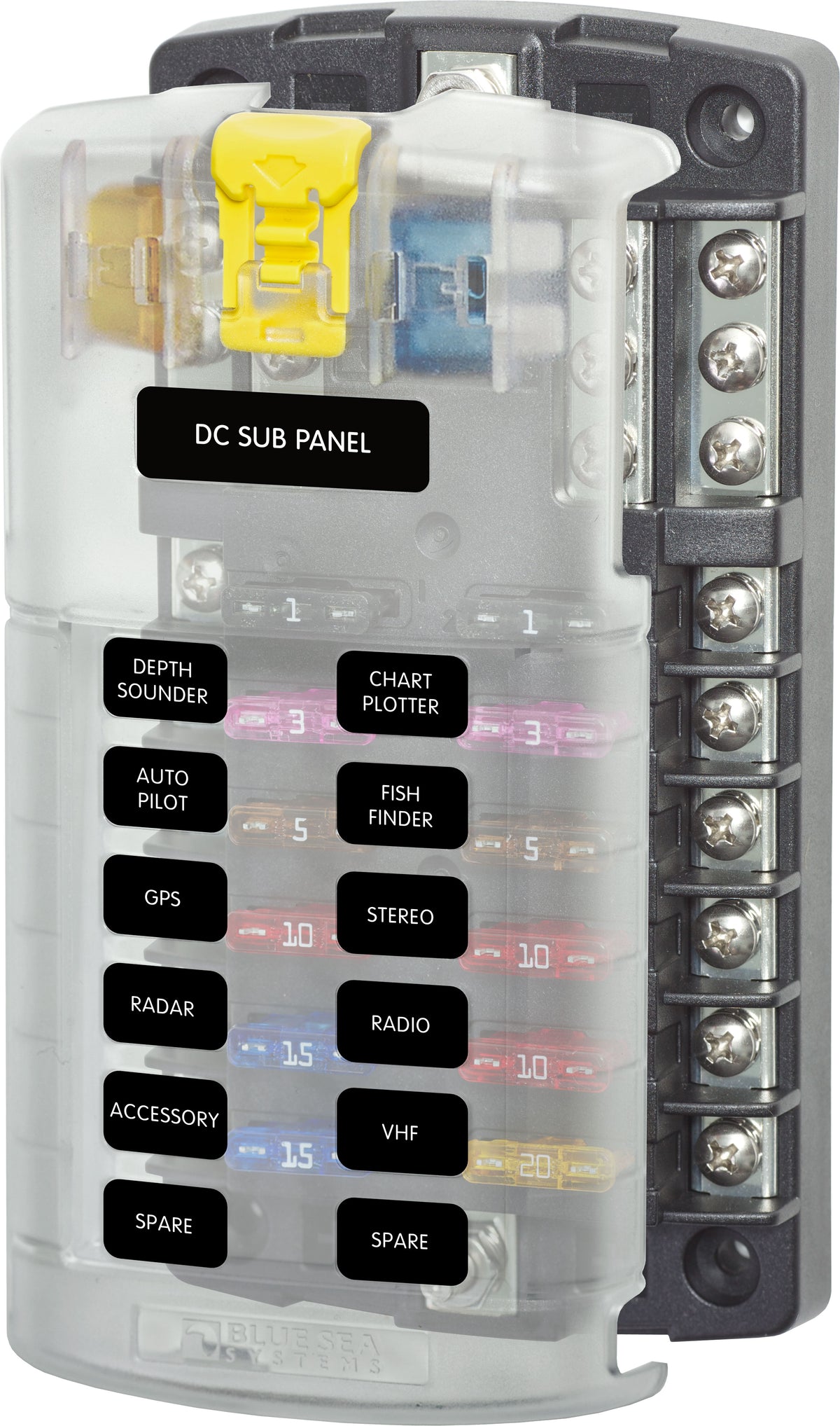 Blue Sea Systems ST Blade Fuse Block - 12 Circuits with Negative Bus and Cover 5026