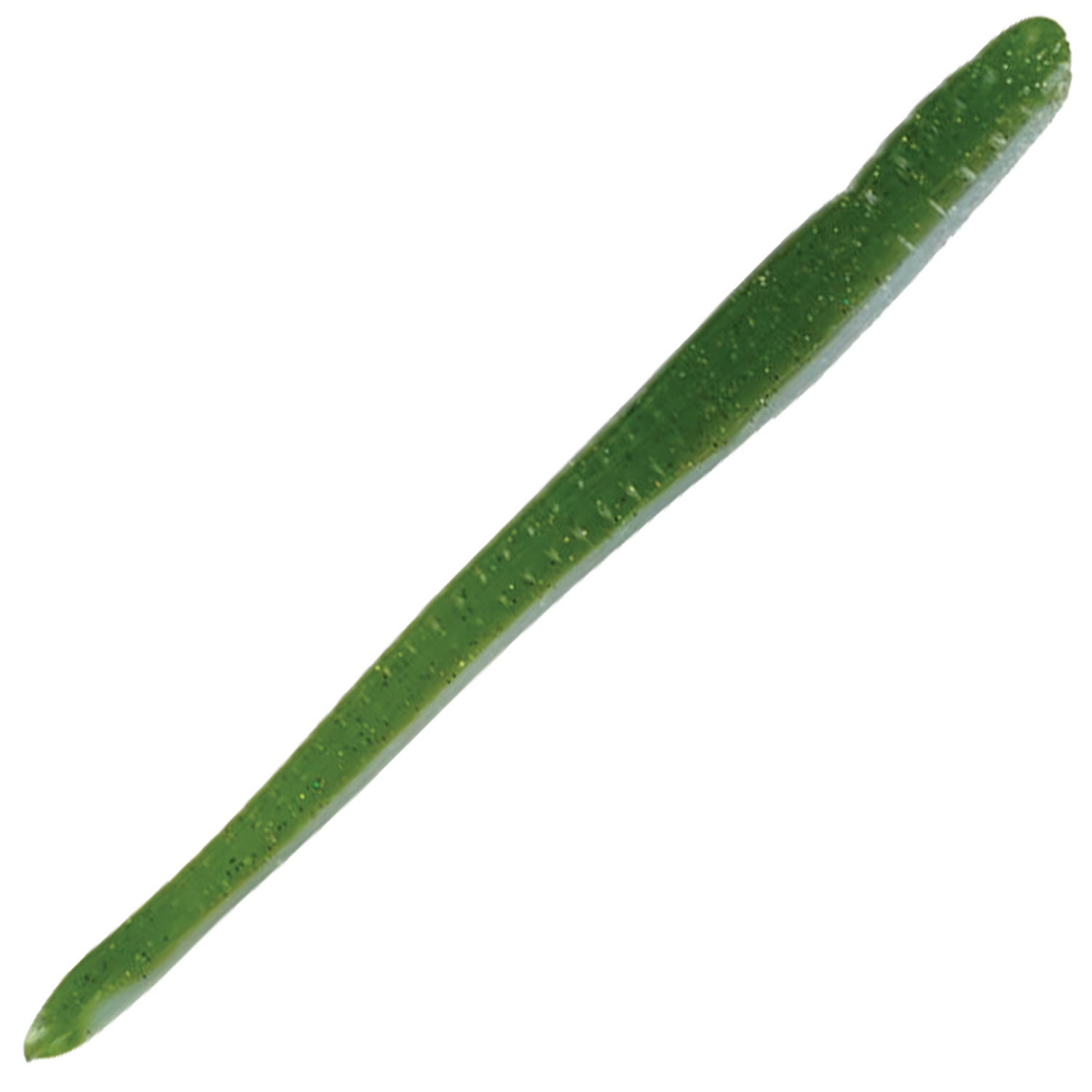 Roboworm Fat Worm fishing lure in translucent green with speckled glitter, designed for effective fishing tackle use targeting musky and other freshwater species.