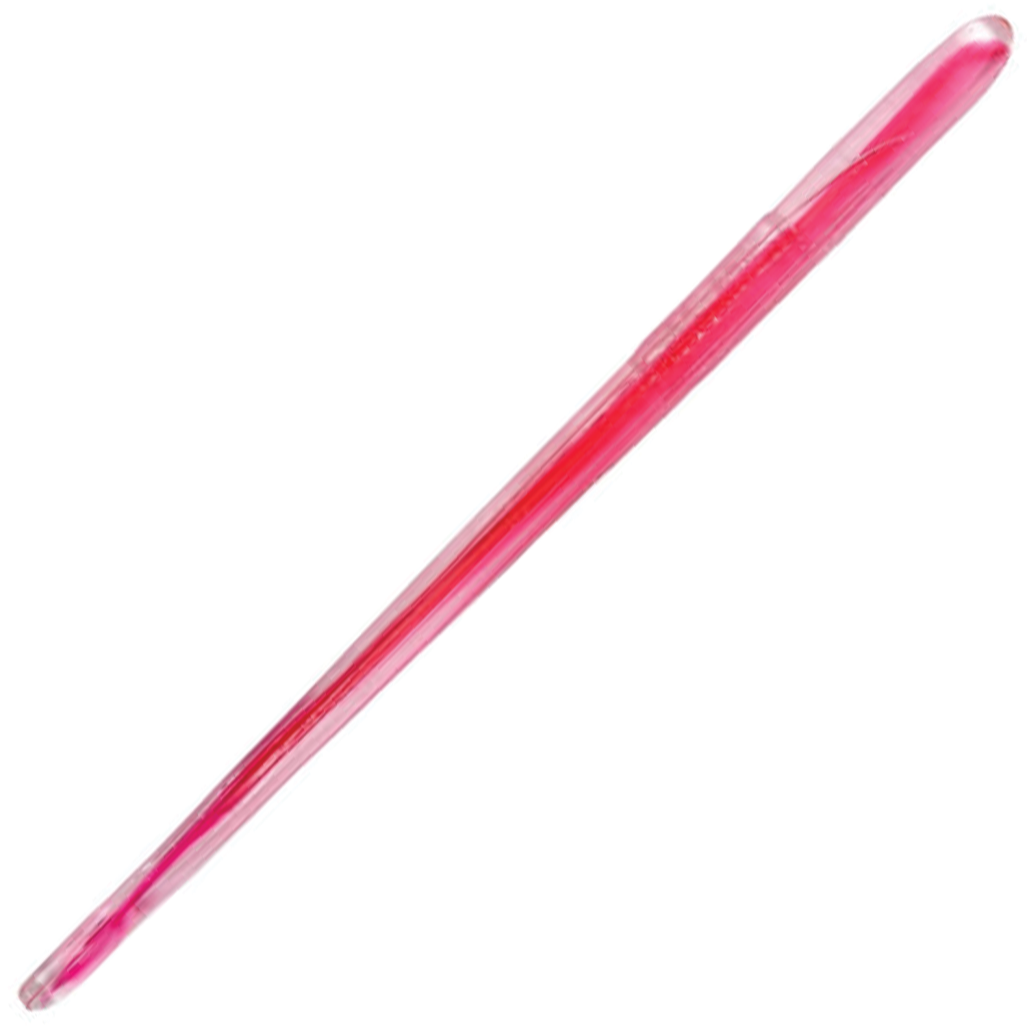 Roboworm Straight Tail Worm fishing lure in translucent red and pink designed for musky and ice fishing, ideal for use with custom fishing rods and tackle.