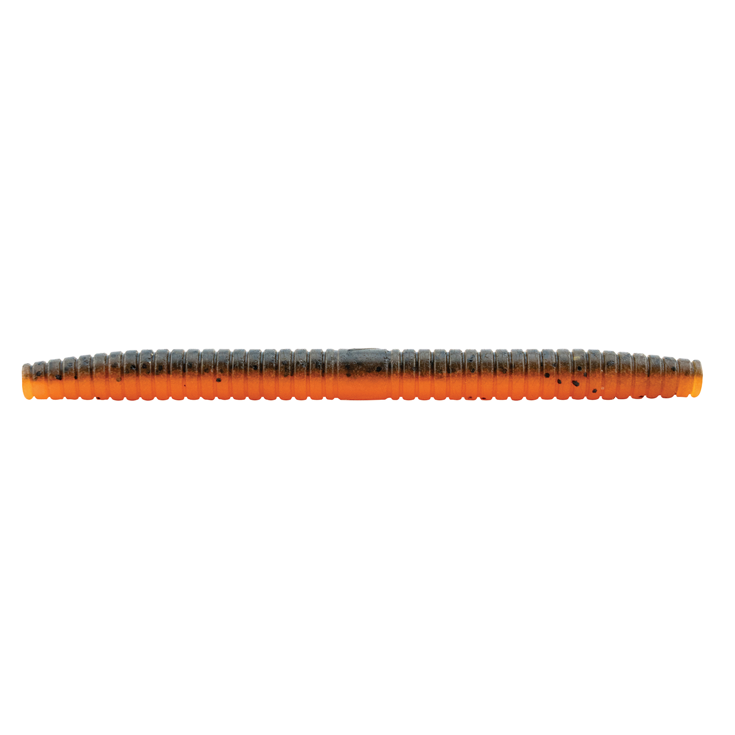 Close-up of a segmented orange and black Z-Man Kingpin fishing lure designed for musky and other freshwater fishing tackle.