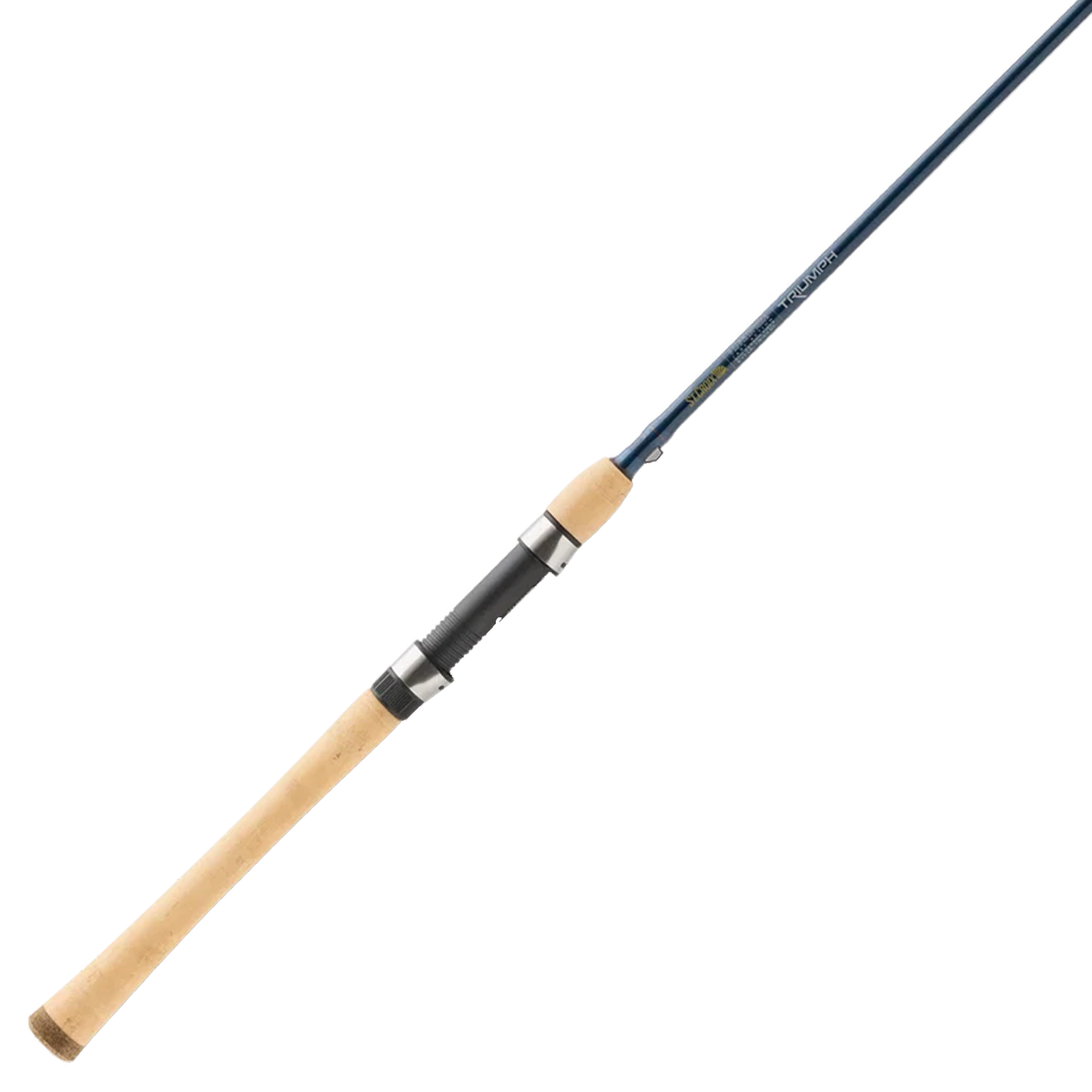 St. Croix Triumph - Spinning (NEW) fishing rod featuring a cork handle and black reel seat displayed on a white background