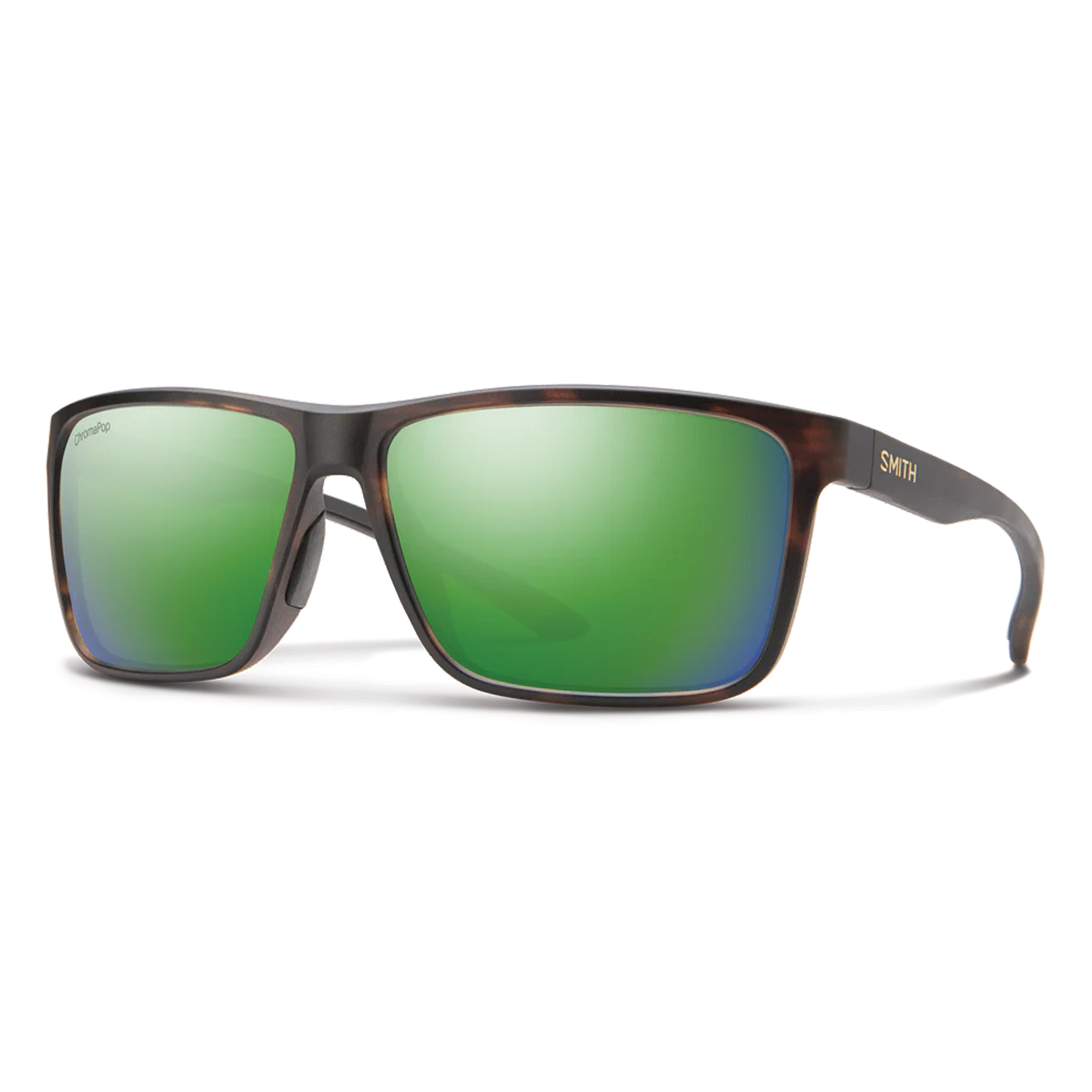 Smith Optics - Riptide sunglasses featuring a tortoiseshell frame with green polarized lenses designed for fishing and outdoor use.