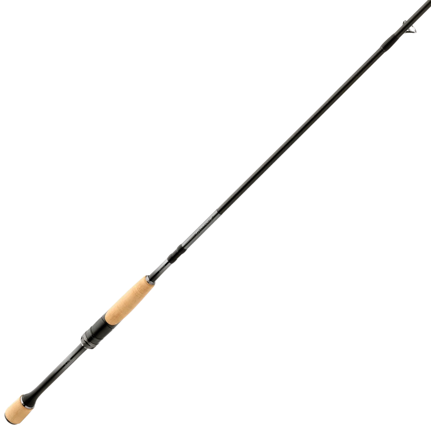 Shimano Poison Glorious - Spinning fishing rod with sleek black blank and natural cork handle, designed for precision and performance in fishing tackle.