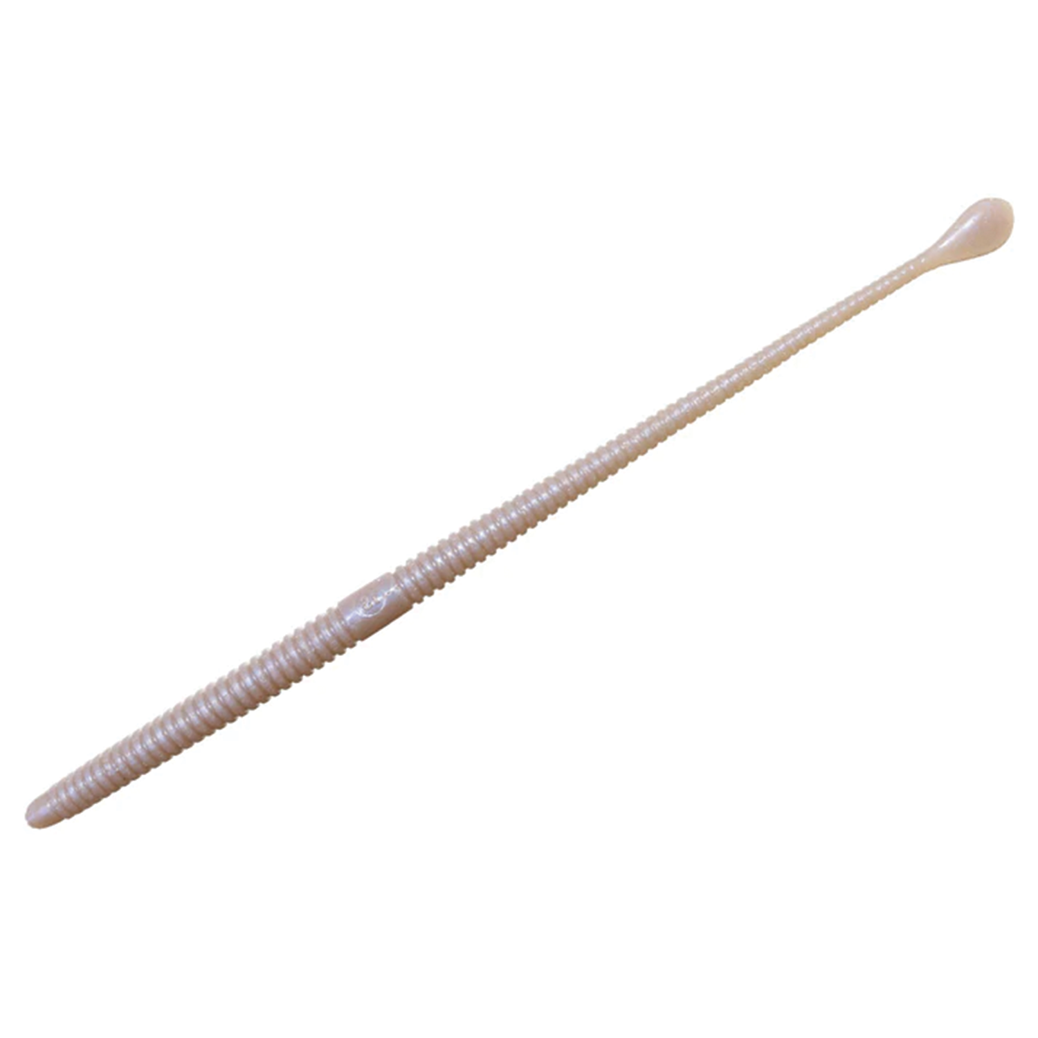 Issei Spatula Slim Worm fishing lure in light beige with a slender, ribbed body and a paddle tail designed for realistic movement in water.