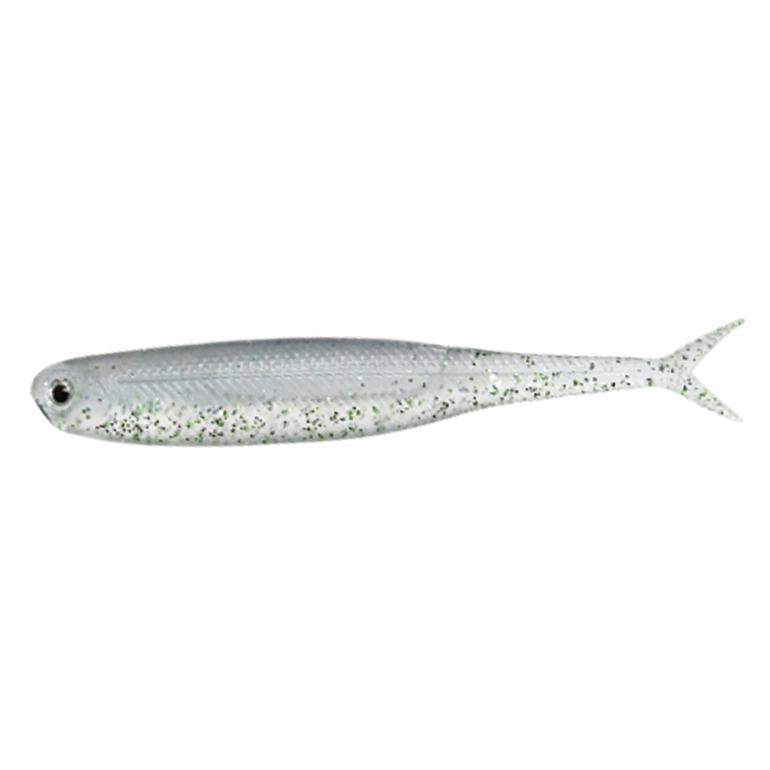 Dstyle Virola fishing lure in translucent silver with green flecks and a forked tail, designed to mimic a small baitfish for effective fishing tackle use.