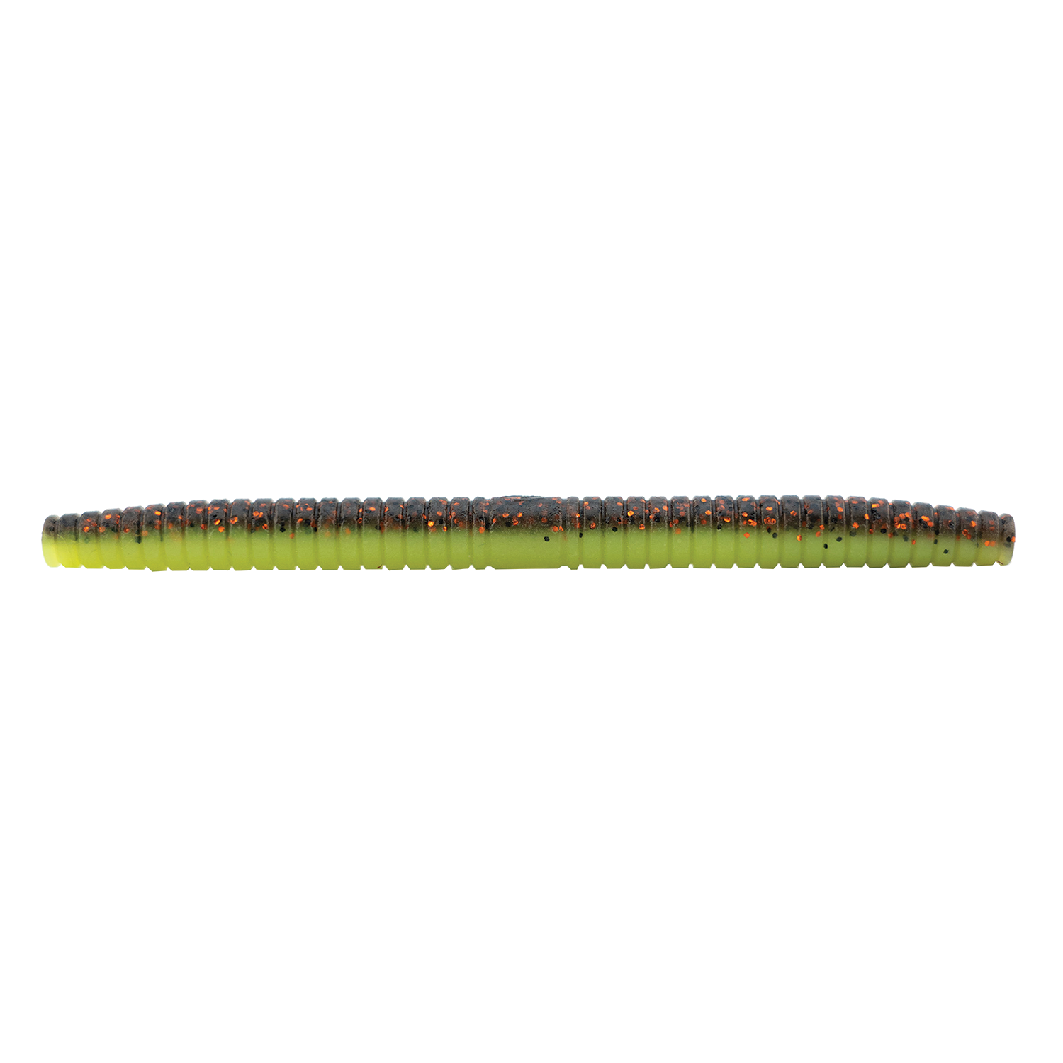 Z-Man Kingpin soft plastic fishing lure in green with orange flakes, designed for freshwater fishing tackle and musky fishing applications.